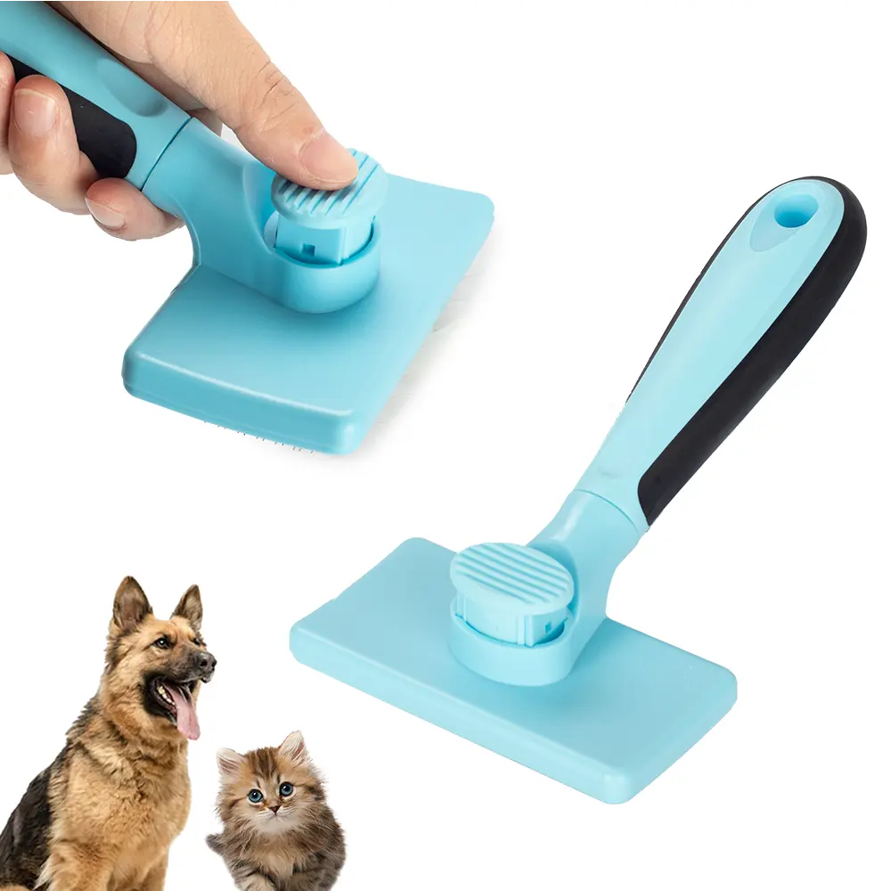 Cat Dog Brush para derramamento e grooming Self Cleaning Slicker Brush para animais de estimação Cães Gatos Deshedding Brush Rake Comb