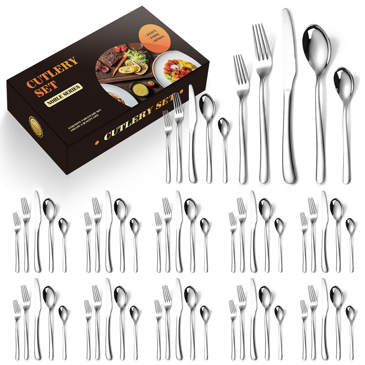 Service de table argenté 60 pièces pour 12 personnes.