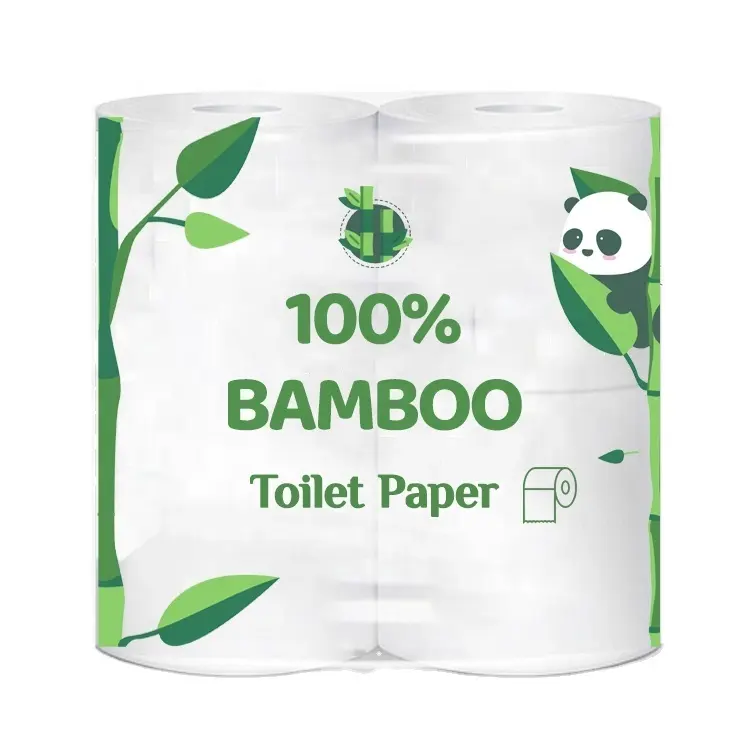 Soft organic eco friendly certified OEM custom cheap 4 3 2 ply bamboo toilet tissue paper rolls toilet paper