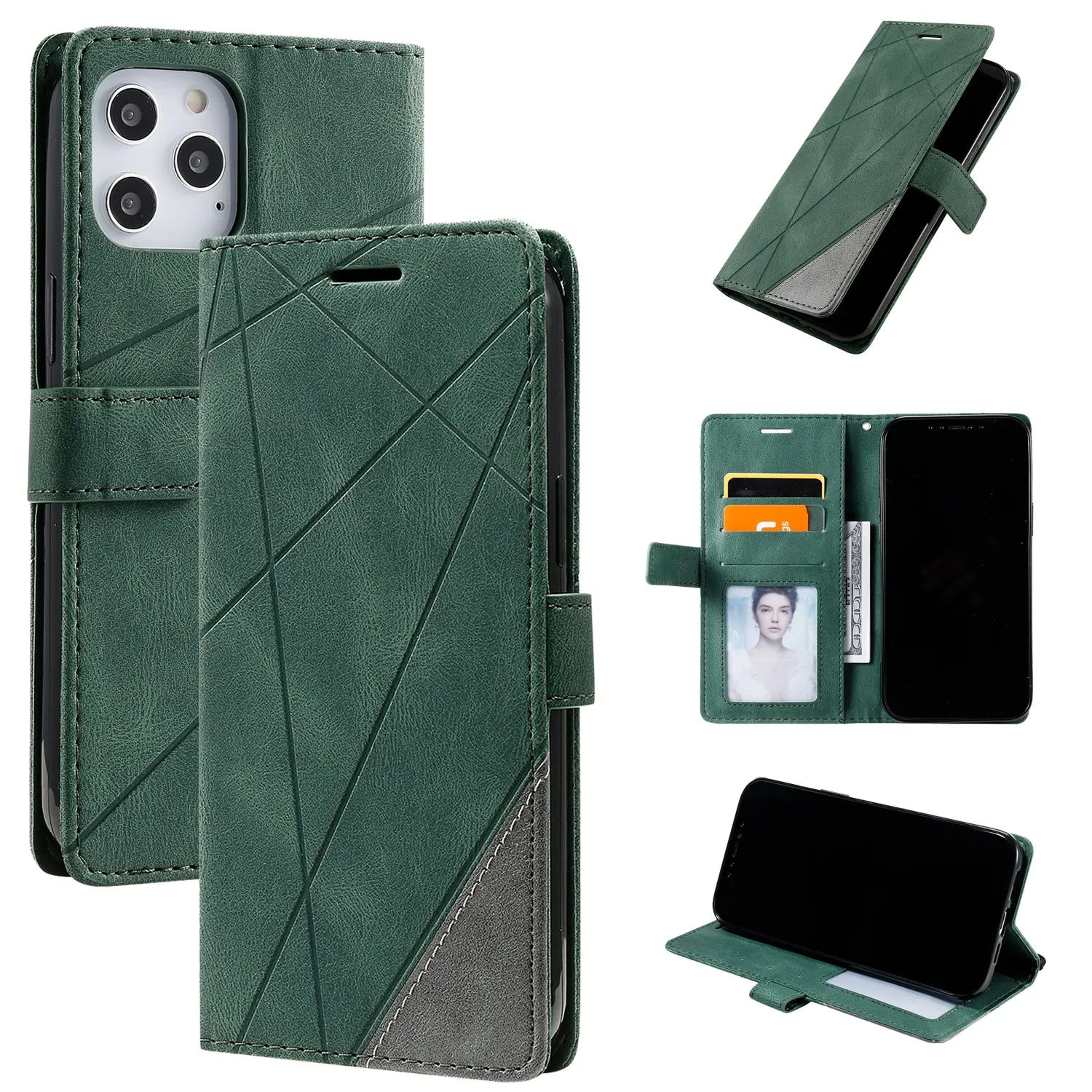 Ledertasche Handy hüllen Echtes Leder Flip Wallet Handy hülle für iPhone 12 Mini/12/12 Pro/12 Pro Max Handy hülle