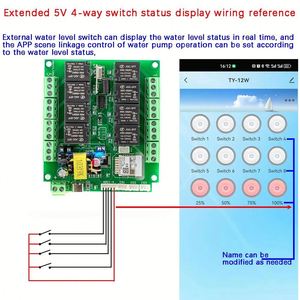 Tuya 8チャンネルWiFi/Zigbeeリモートコントロールリレーサポート4ウェイ回路ステータス表示 + 4温度と湿度入力制御 - Product Image 3