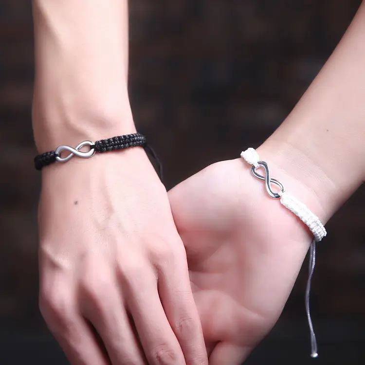 AA01102 2 pz/set braccialetto dell'amicizia uomo donna bracciale in corda intrecciata fatto a mano bracciale Infinity Love coppia