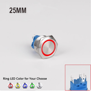 WS2812 RGB beleuchtet 1 NO1NC Elektronischer Ring 24V 25mm LED beleuchteter Metall-Druckknopf schalter unterstützt Arduino 3A 250V IP65 - Product Image 3