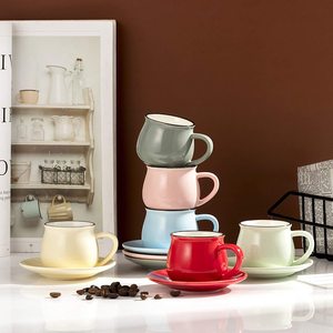 6สี108มิลลิลิตร3.65ออนซ์ชุด6ถ้วยกาแฟขนาดเล็กพอร์ซเลนถ้วยเอสเพรสโซที่มีจานรอง - Product Image 5