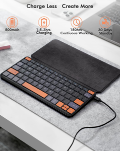 คีย์บอร์ดไร้สายแบบพกพาขนาดเล็ก QWERTY 3 ปุ่ม ไฟแบ็คไลท์ 7 สี ชาร์จซ้ำได้ พอร์ต <span class=keywords><strong>USB</strong></span> Type-C พร้อมขาตั้งในตัว สำหรับ iPad iPhone Z Fold - Product Image 5