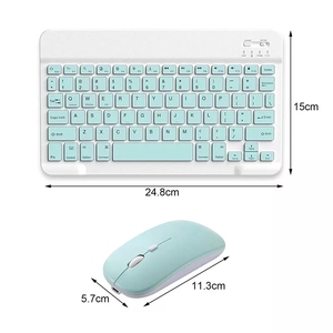 Miniteclado y ratón inalámbricos, periférico español recargable con ratón ruso para PC, tableta y teléfono
