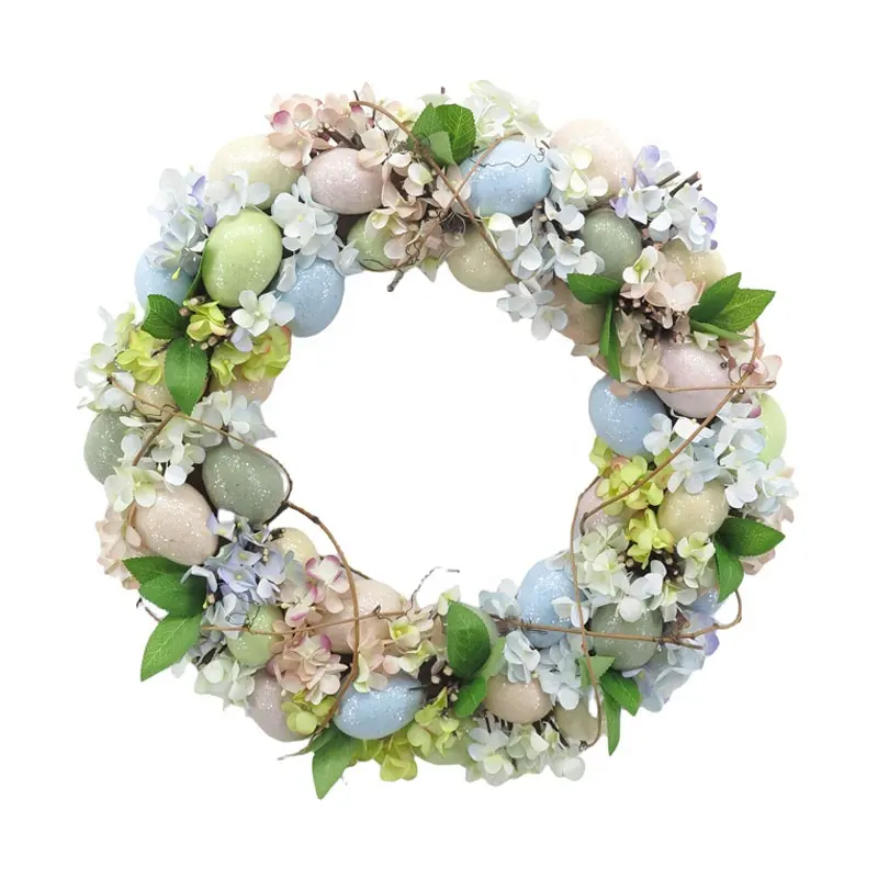 SYART 46 cm 18 Inch Diameter Handmade Spring Eggs Wreath Decoration For Front Door