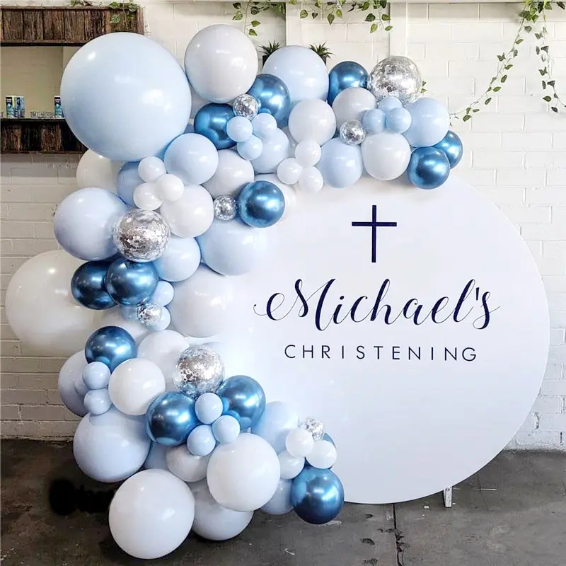 Conjunto de cadena de globos azules para decoración de fiestas, accesorios de atmósfera para graduación, cumpleaños y bodas