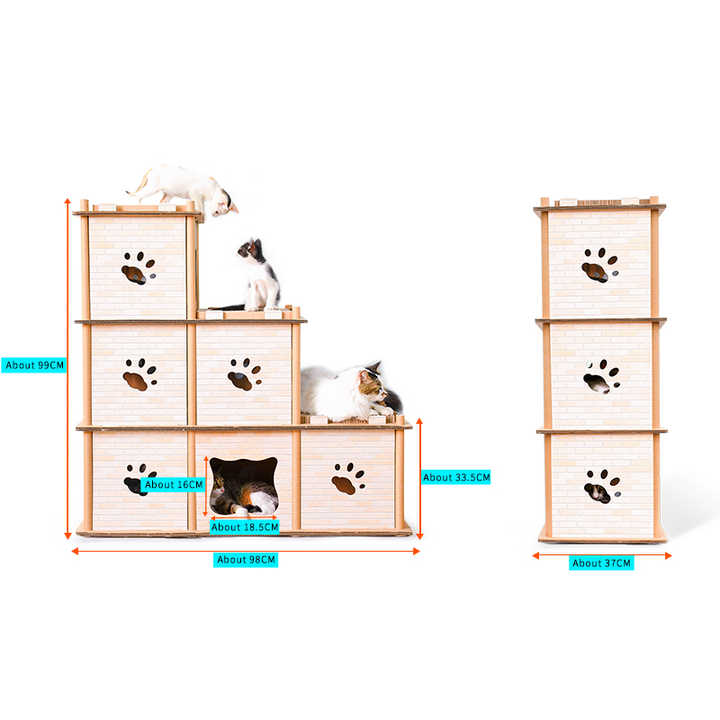 DEKU Cat Condo Cardboard Scratcher Furniture Three Layers Luxury Foldable Cat House for Indoor Kitten Cat Scratching Boards