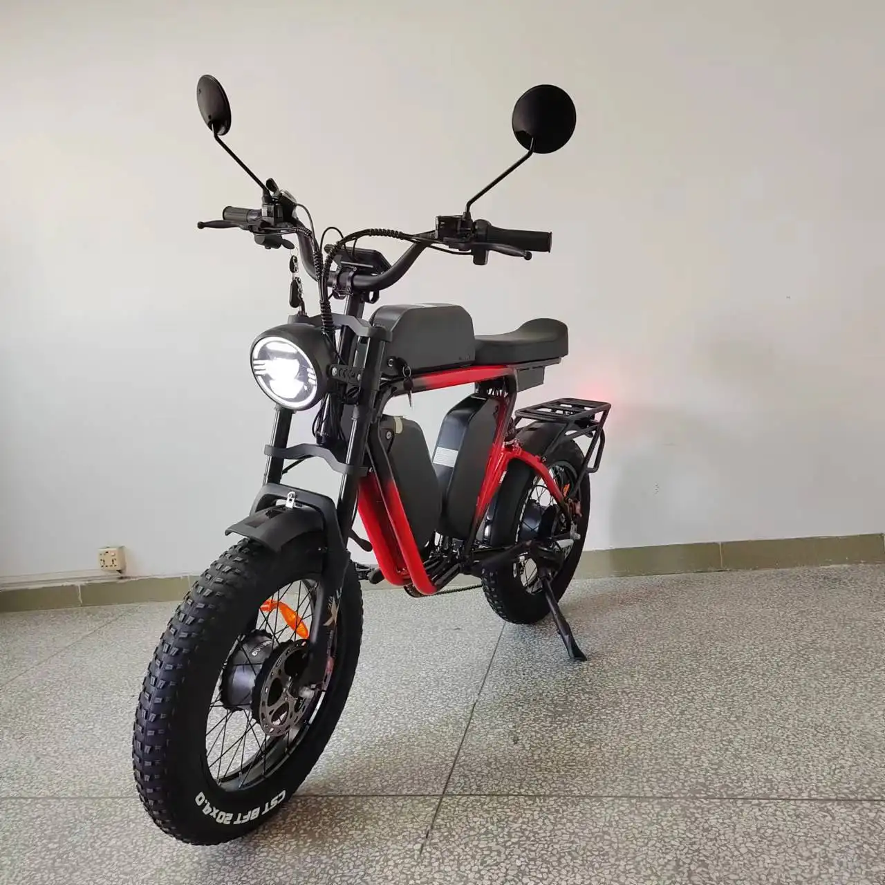 Bafang-bicicleta eléctrica de doble Motor de 52V, bici con Triple batería, 66Ah, freno de aceite, suspensión completa, MTB, 55kmh, neumático ancho