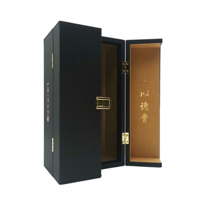 批发高档黑色PU皮革木质包装礼品盒豪华威士忌空酒盒带铰链和金属锁