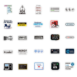50 Pcs <strong>Computer</strong> <strong>Programmer</strong> PVC Self Adhesive Stickers for Helmet, Handbag, Phone Case, Suitcase, Refrigerator and Books