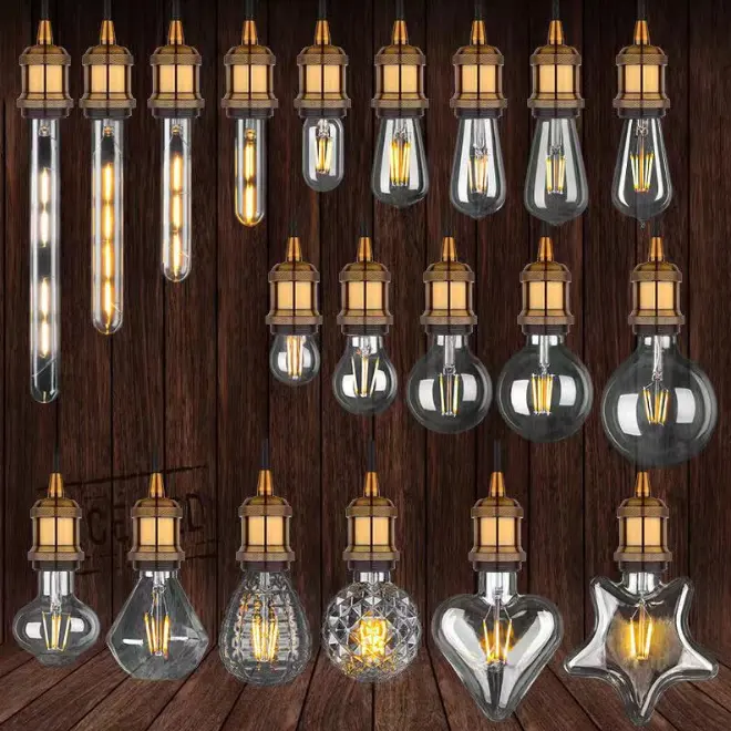 Dimmable 2W 4W 6W 8W LED Vintage Edison LED Ampoule E26 E27 B22 Antique Filament LED Ampoules ST58 ST64 A60 G80 G95 G125 T45 T30