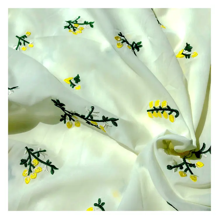 Alta Qualidade Impresso Flor Plain Branco Bordado Tecido Em 100% algodão Ilhó Lace Tecido Para Vestido