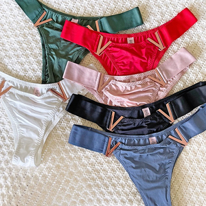 Breve Seamless Mulheres Calcinha Tanga Seda De Gelo Sexy Secret V Letra G-string Lingerie Calcinha Mulheres T Voltar Underwear