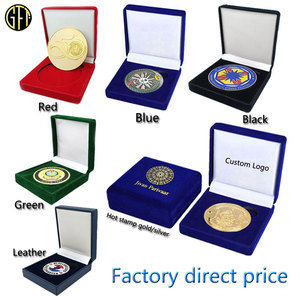 Custom Silk Screen Printed Challenge <strong>Coin</strong> Display Case <strong>Box</strong> with Velvet <strong>Coin</strong> Gift <strong>Box</strong> - Product Image 2