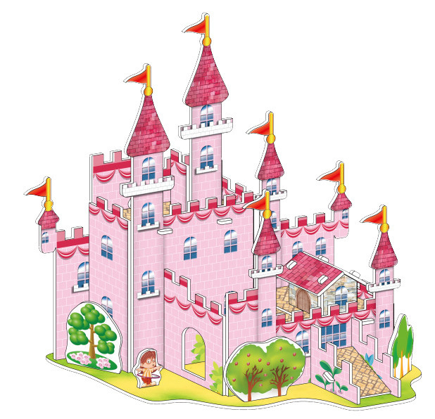 1690-25 pequeño castillo rosa