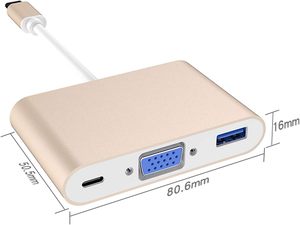 USB C至VGA适配器多端口60w快速充电usb-c集线器，带C型PD和用于视频捕获设备的USB 3.0 - Product Image 5