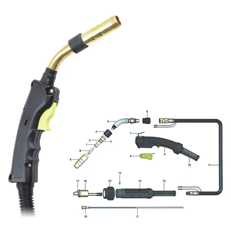 UWELD-soplete de soldadura, pistola mig, 200A, CO2