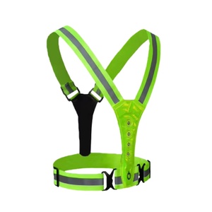 Bán buôn biểu tượng tùy chỉnh khả năng hiển thị cao an ninh Áo khoác an toàn Nylon vest với đèn LED và lưới chạy phản quang vành đai - Product Image 1