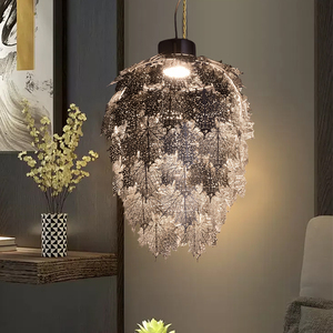 Luxo Ouro Pingente Luz Grande Lâmpada Pendurada para Quarto Cozinha Ilha-Artistic Folha Forma Crystal Design Estilo para Home Hotel