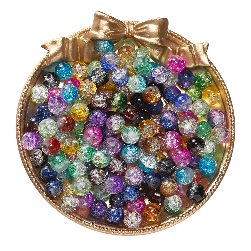 Perles de verre craquelé bicolores - mélange aléatoire