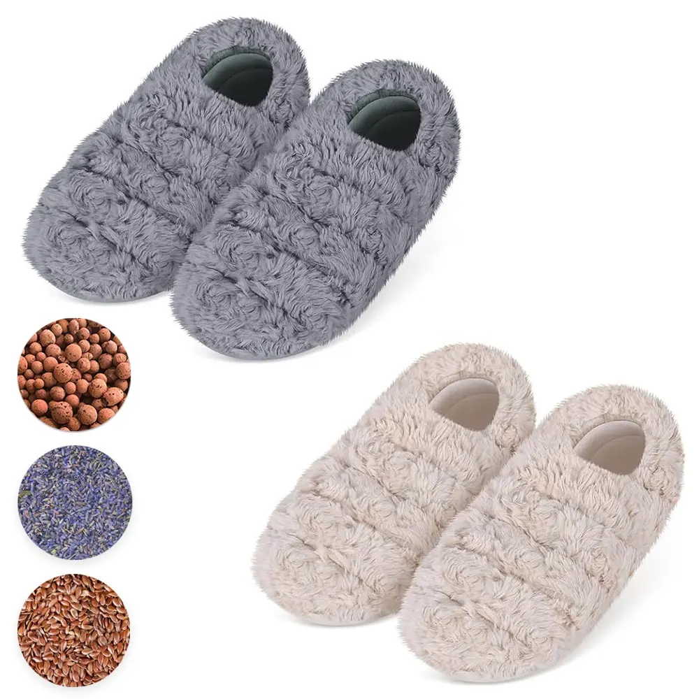 Chaussons en peluche doux élastiques Offre Spéciale avec housses de haricots chauffantes amovibles coussin chauffant pour chauffe-pieds au micro-ondes pour les douleurs menstruelles