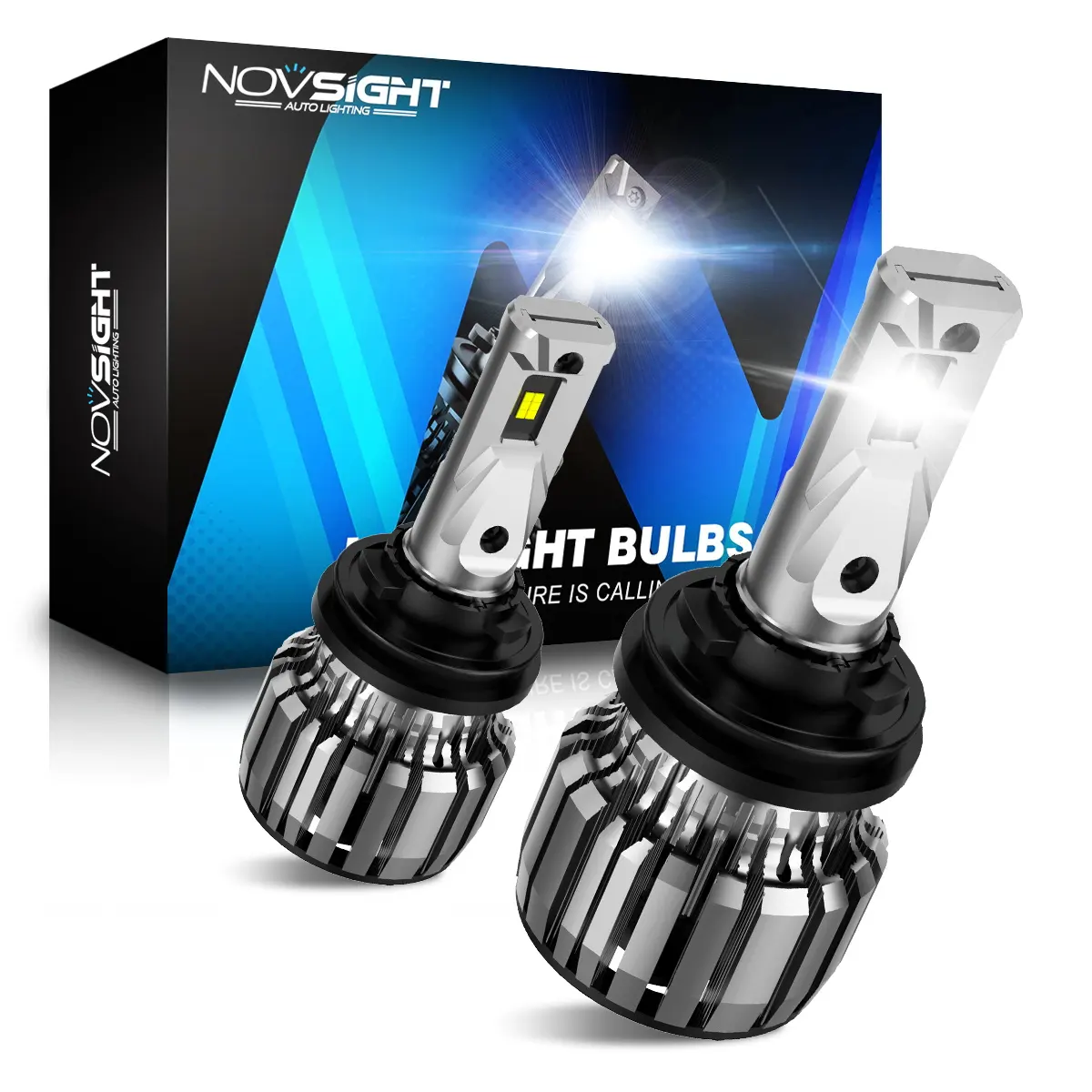 مصابيح سيارة منخفضة الشعاع عالية Novsight H4 LED moto مصباح إضاءة أمامي للسيارة ، مصباح أمامي led HB2 H4 أبيض مصباح أمامي led