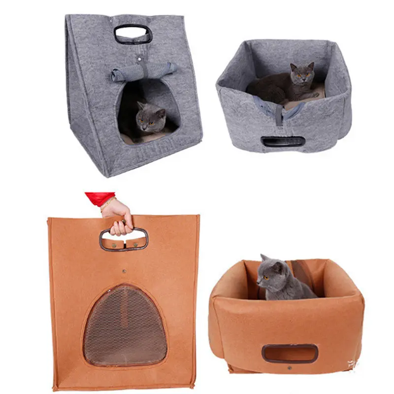 Foldable Felt Cat House Multi-function Breathable Felt Cat Sleeping Bag Cat Cave Bed