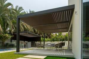หลังคาบานเกล็ดอลูมิเนียมแบบเลื่อนได้สำหรับสวนสนามหลังบ้านกลางแจ้ง - Product Image 2