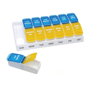 Detachable 14 Grids <strong>7</strong> Days <strong>2</strong> <strong>Times</strong> Pill Organizer Box <strong>1</strong> Week AM/PM Pill Reminding Box Portable Moisture-Proof Pill Box - Product Image 1