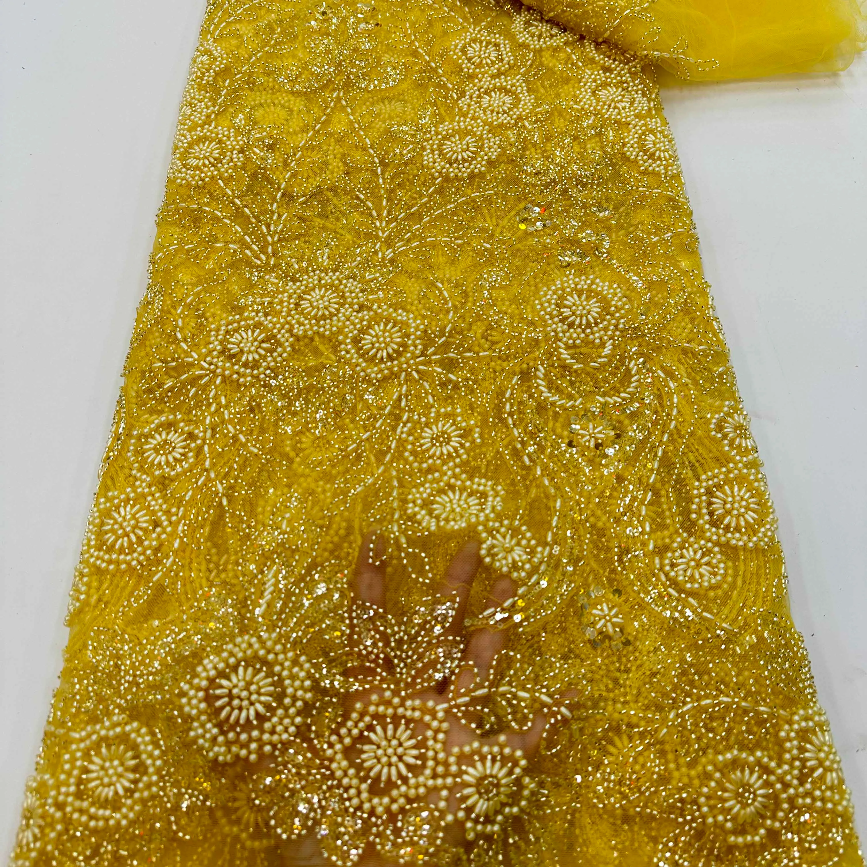 Турция ручной работы бисером кружева ткани кружева для праздничного платья