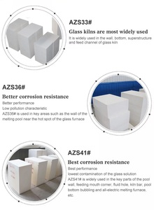 เตาหลอมแก้วหลอมวัสดุทนไฟบล็อก azs หลอมเซอร์โคเนียคอรันดัม Azs-33 # Azs-36 # Azs-41 # อิฐหล่อฟิวชั่น - Product Image 2