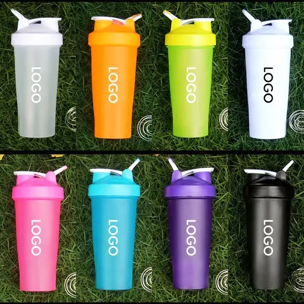 Marketing Promoção Gift Item 600ml Branco Bpa Free Plastic Sport Workout Gym Protein Shaker Tumbler Garrafa com logotipo personalizado