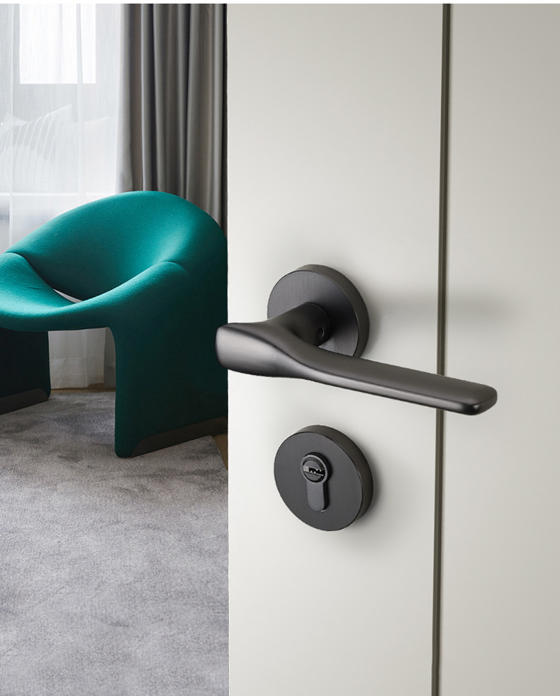 professional manufacturer quality black door handle  lock for wood door modern zinc alloy mortise lever door handle