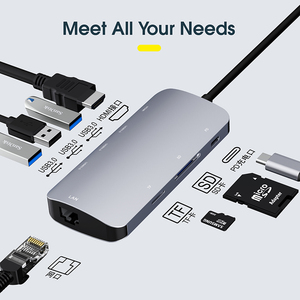 Hub USB 8 in 1 Hub USB 3.0 RJ45 Ethernet 1000Mbps Docking Station per adattatore multifunzione HDTV - Product Image 2