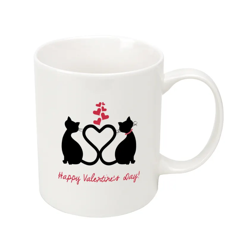Tazas De sublimasi putih kosong Mug keramik hadiah valentine mug kucing desain sublimasi Mug pemasok