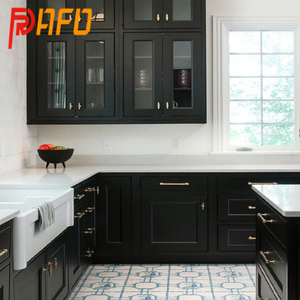 ארון מטבח מפואר מותאם אישית קוורץ ארון בגדים עם אביזרים פרימיום בסגנון צרפתי בסגנון מט שחור - Product Image 6