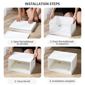 Venta al por mayor Rectángulo Caja de zapatos Contenedores de almacenamiento Plegable Apilable Organizador de almacenamiento de zapatos - Product Image 6
