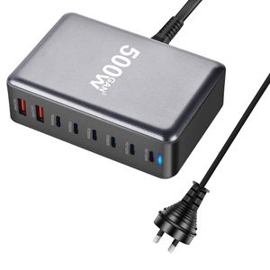 ユニバーサル充電器アドパター6 USB-C 2 USBポートPD 100W充電器超高速充電速度EU/米国/英国/AUプラグ500Wスマートガン充電器 - Product Image 4