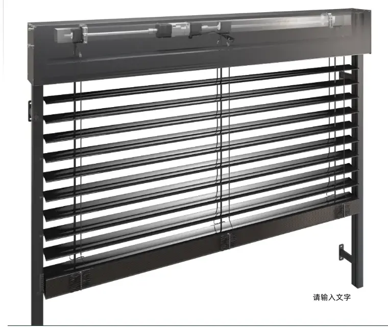 Durável Horizontal C tipo Motorizado Outdoor Alumínio Venetian Blind Outdoor Controle Remoto Wide Blade Venetian Blinds