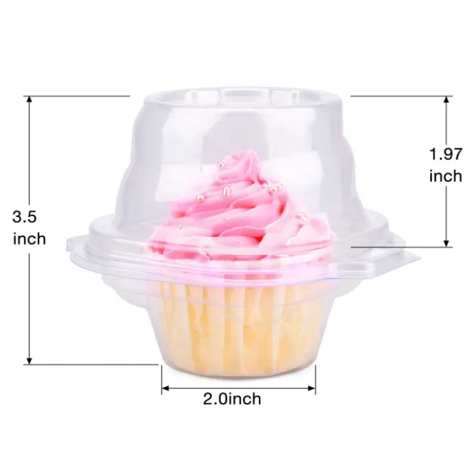 Porta Cupcake singolo in plastica trasparente senza BPA