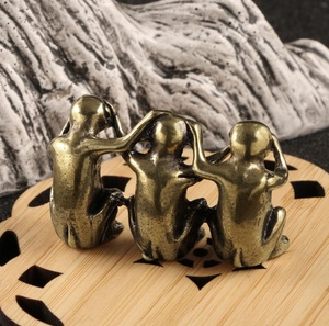 ลิงสามตัวไม่พูดว่าอย่าฟังอย่ามองเครื่องประดับลิงทองแดงโบราณงานฝีมือสร้างสรรค์ขายส่ง - Product Image 5
