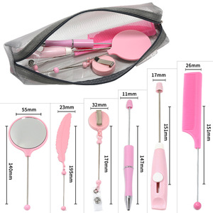 6 in 1 DIY kalem kutusu ile en çok satan aksesuar kiti geri çekilebilir makaralı isimlik boncuklu kalem anahtarlık yaratıcı hediye seti alet takımı