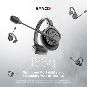 SYNCO Xtalk X5 2,4G Sistema de intercomunicación inalámbrico MasterFree Reducción de ruido <span class=keywords><strong>Intercom</strong></span> Auriculares para Cine Transmisión en vivo