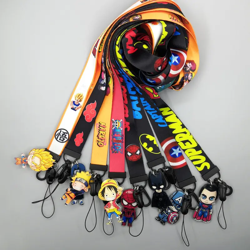 Groothandel Populaire Dragon Ball Anime Charm Polyester Warmte Print Bulk Voorraad Lanyard