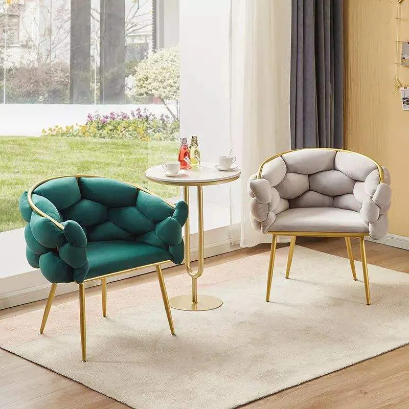 Silla de comedor de lujo nórdico tela dorada burbujas de Metal terciopelo Hogar Moderno conjunto muebles restaurante comedor sillas de comedor