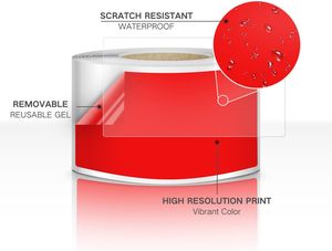3*5 Inch Reusable Rectangle Vinyl Floor Stickers <strong>Color</strong> <strong>Coding</strong> Name Tags Roll with 200 PCS <strong>Red</strong> Custom Logo Adhesive Sticker - Product Image 2
