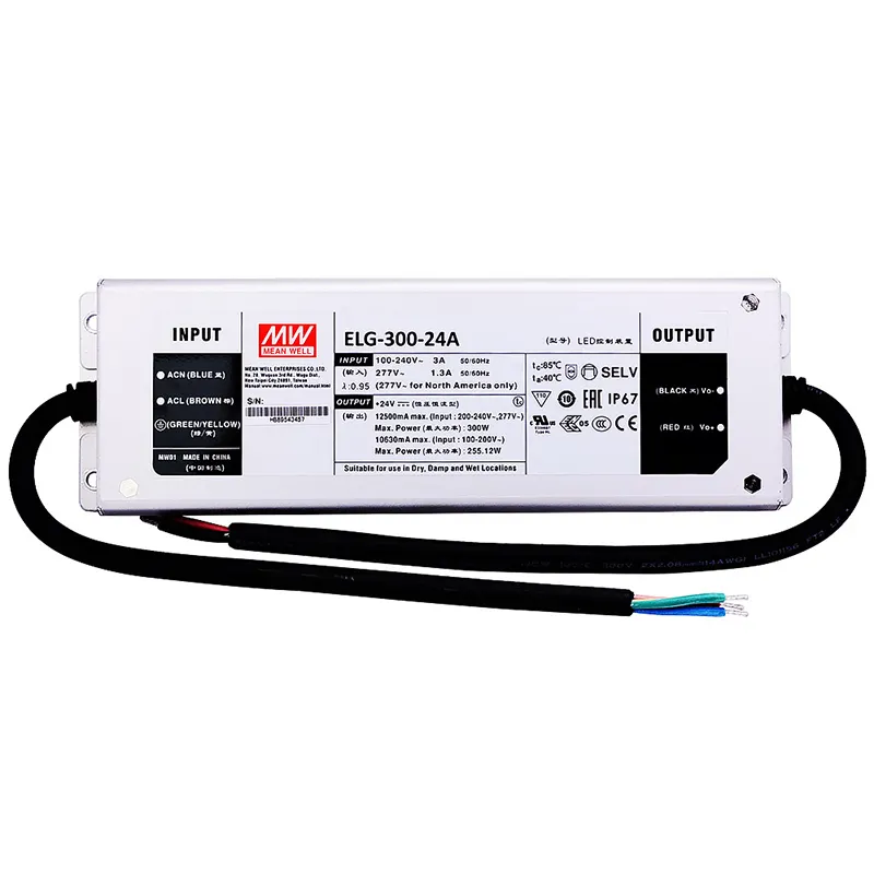 ELG-300-24A 300W 평균 잘 24V IP67 방수 정전압 LED 드라이버