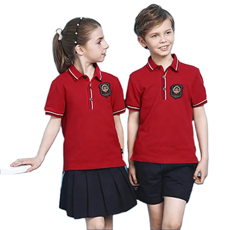 Polo de escuela personalizada para niños y niñas, camisa 100% de algodón, para preescolares, uniformes escolares